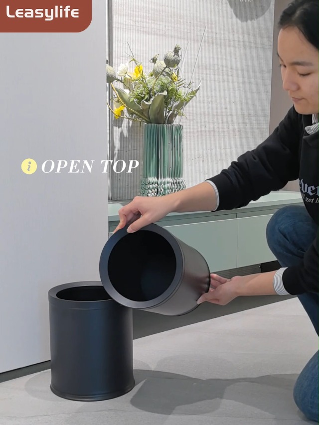 Amazon.com: LEASYLIFE 10L/2.6GAL Black Bathroom Garbage Can,Open